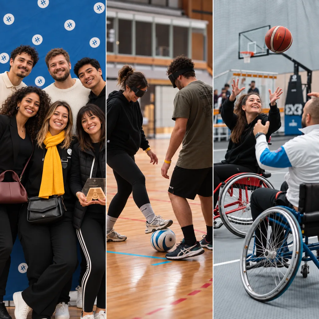 Moments des H-Games : équipe primée, défi sportif à l'aveugle et basket fauteuil